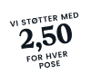 Friele vi støtter med 2,50 for hver pose